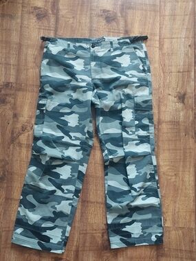 Baggy Grey Camo Cargo Pants Military Streetwear Army 40 Men